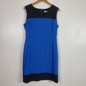 New York & Co sleeveless dress colorblock blue black 10